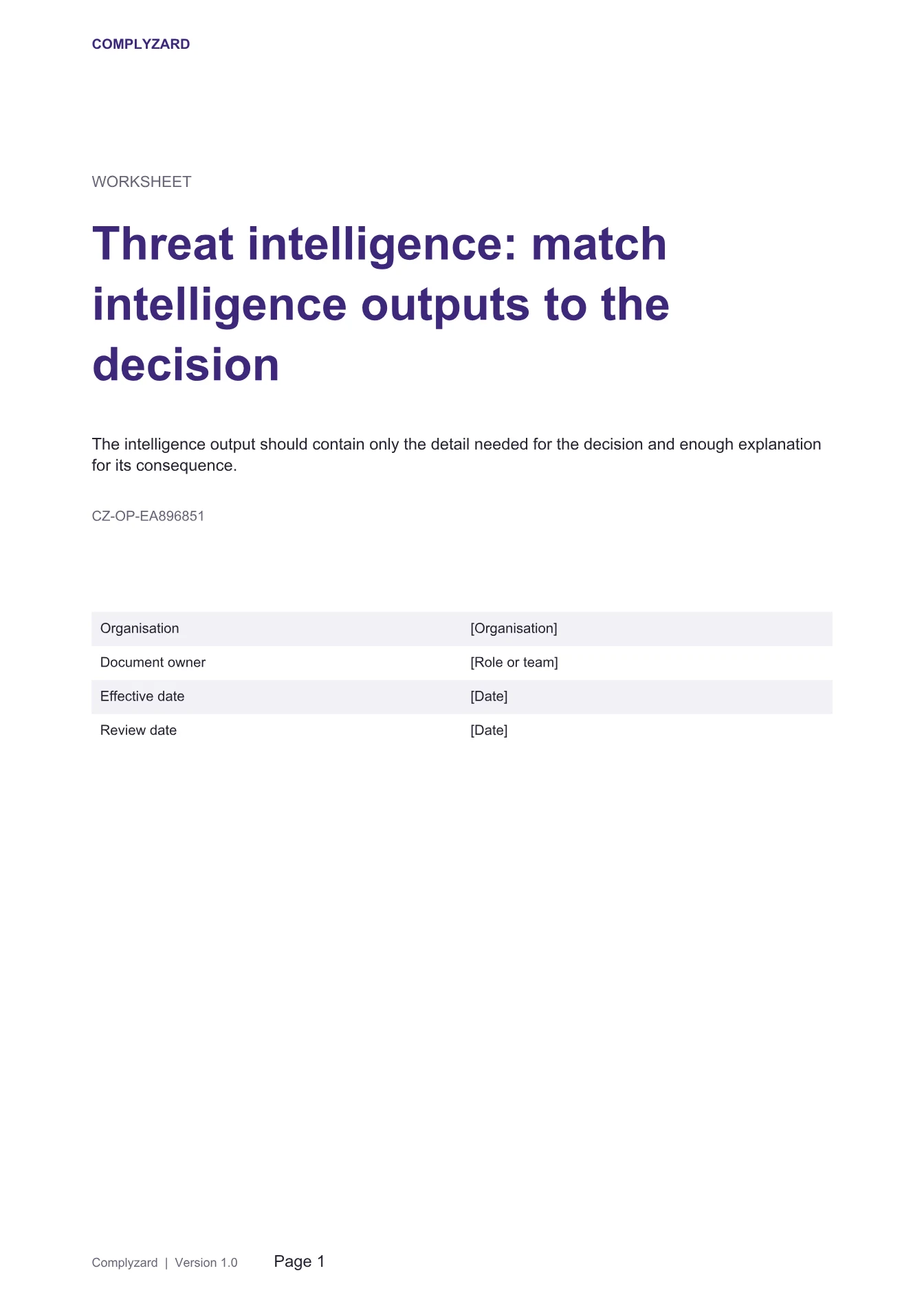 Cover of Threat intelligence: match intelligence outputs to the decision