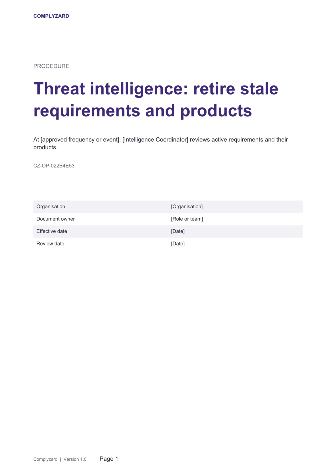 Cover of Threat intelligence: retire stale requirements and products