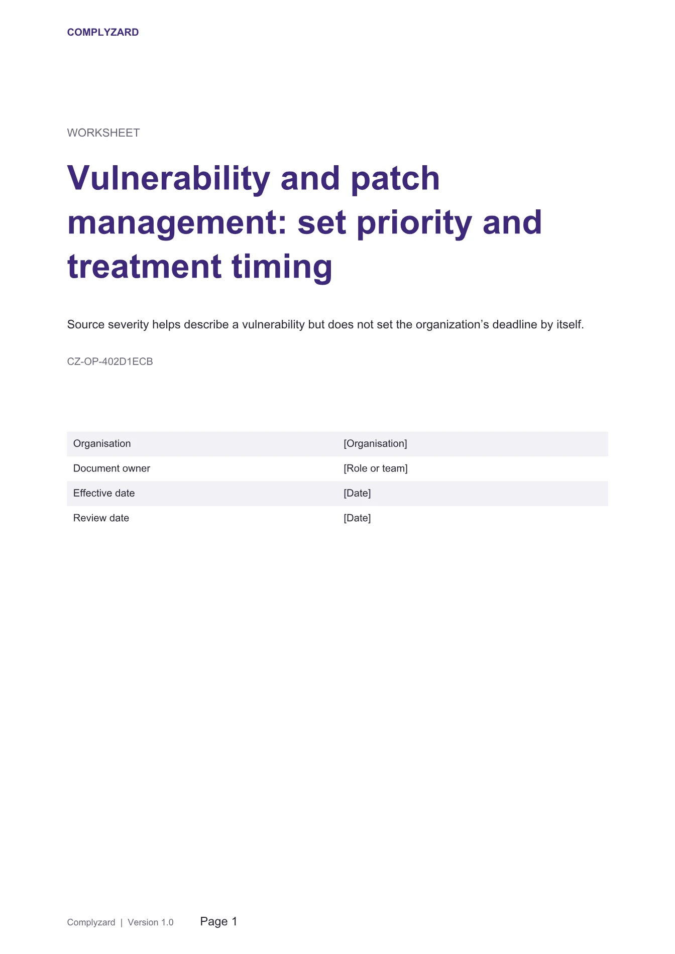 Cover of Vulnerability and patch management: set priority and treatment timing