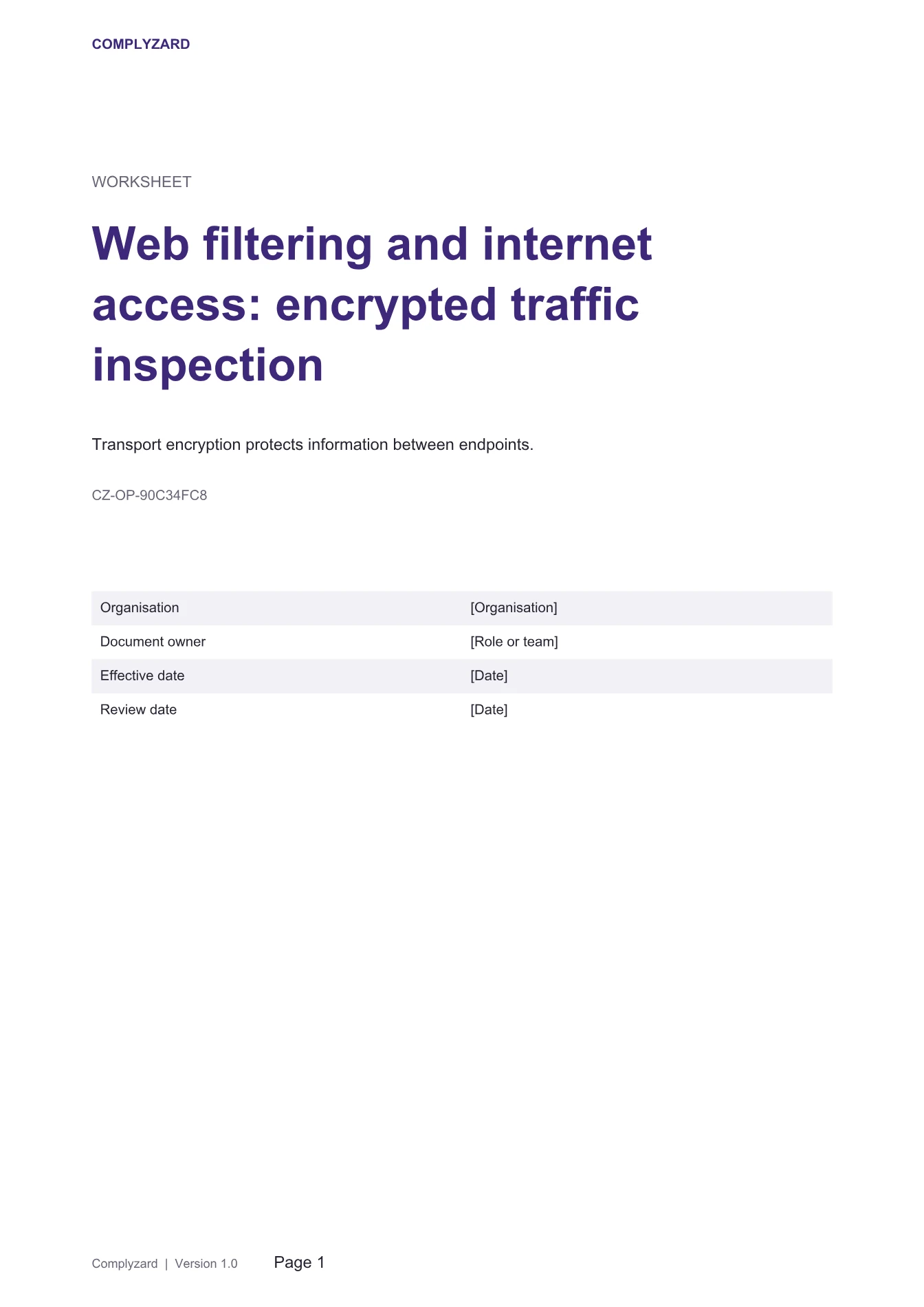 Cover of Web filtering and internet access: encrypted traffic inspection