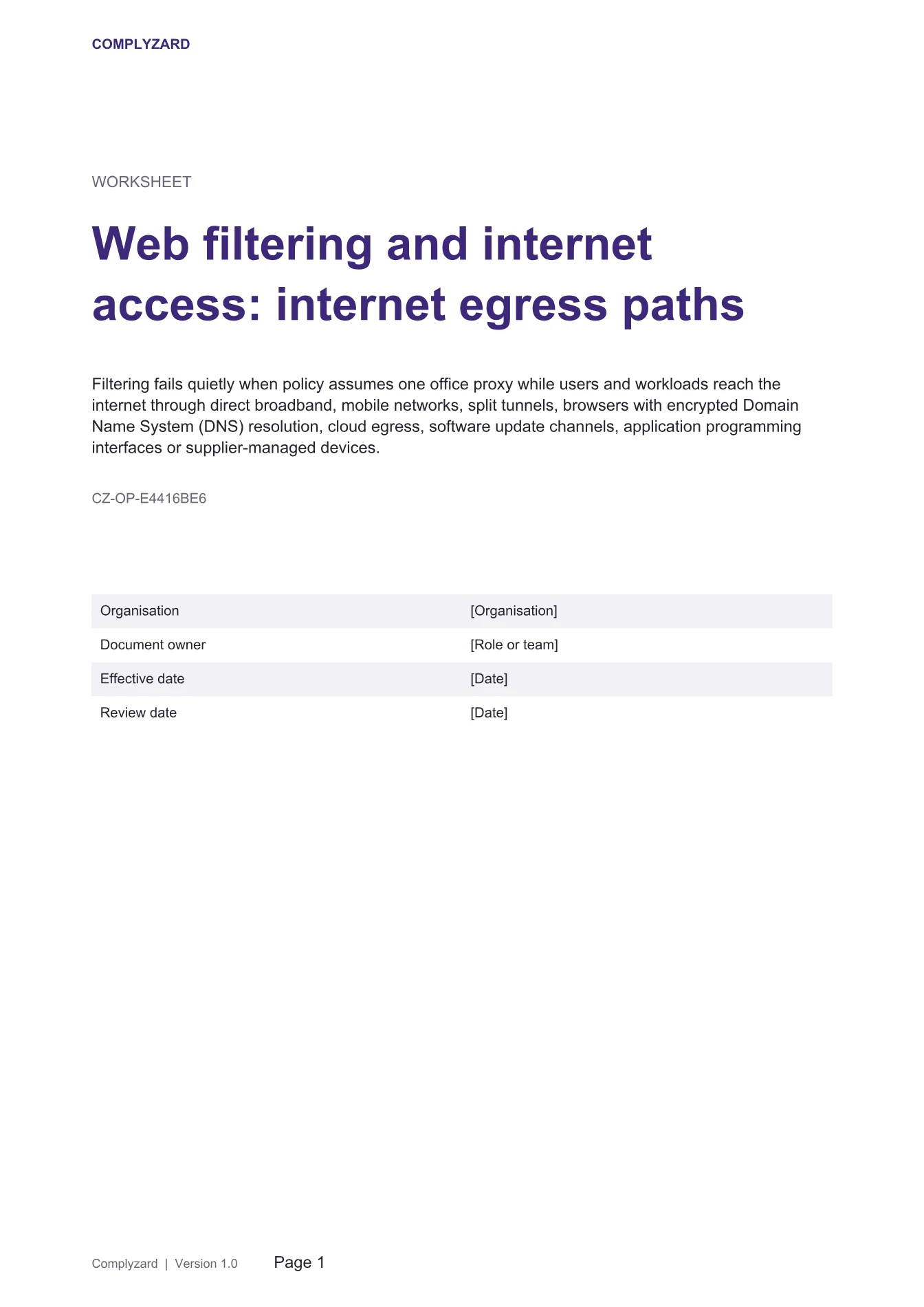 Cover of Web filtering and internet access: internet egress paths