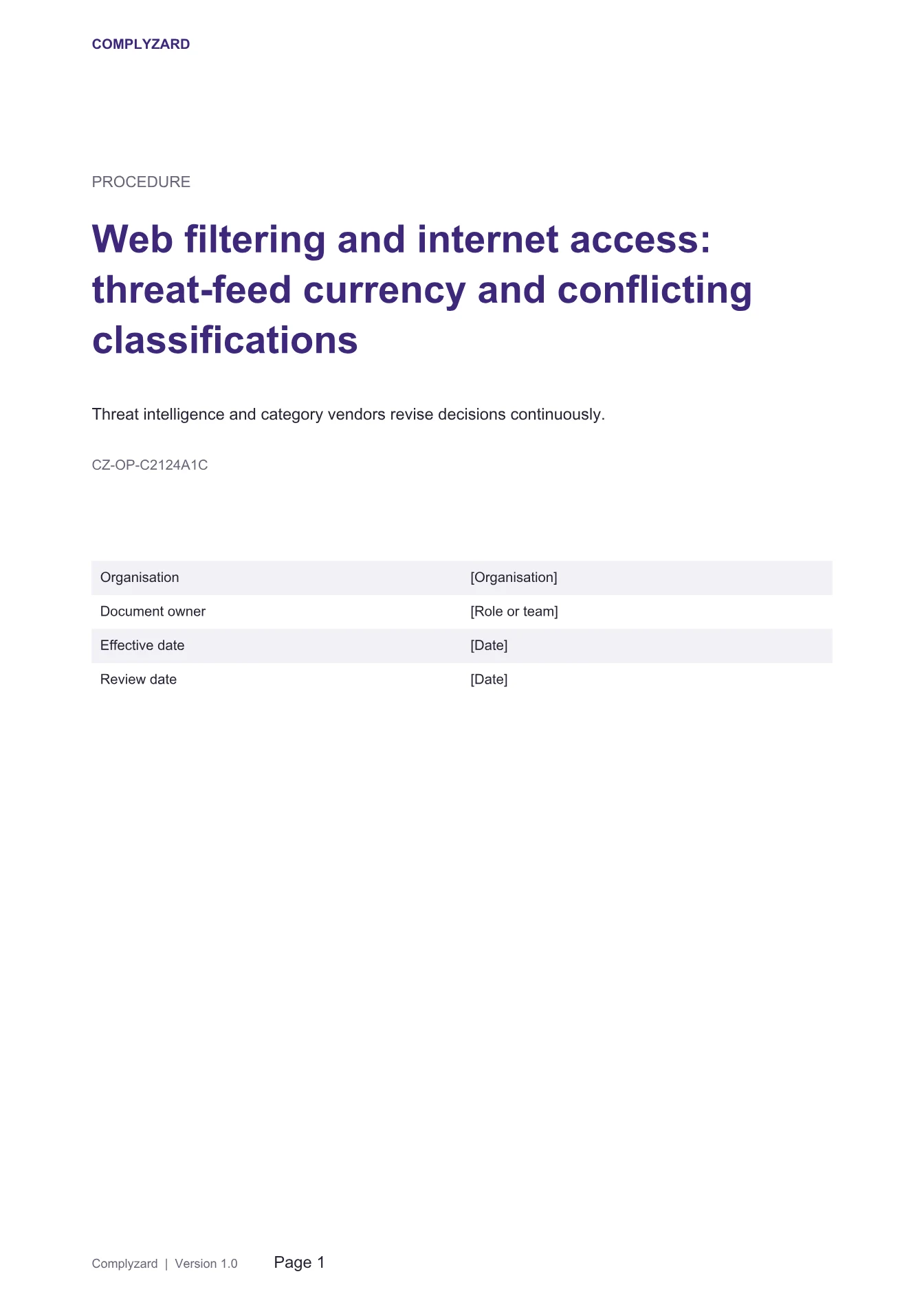 Cover of Web filtering and internet access: threat-feed currency and conflicting classifications