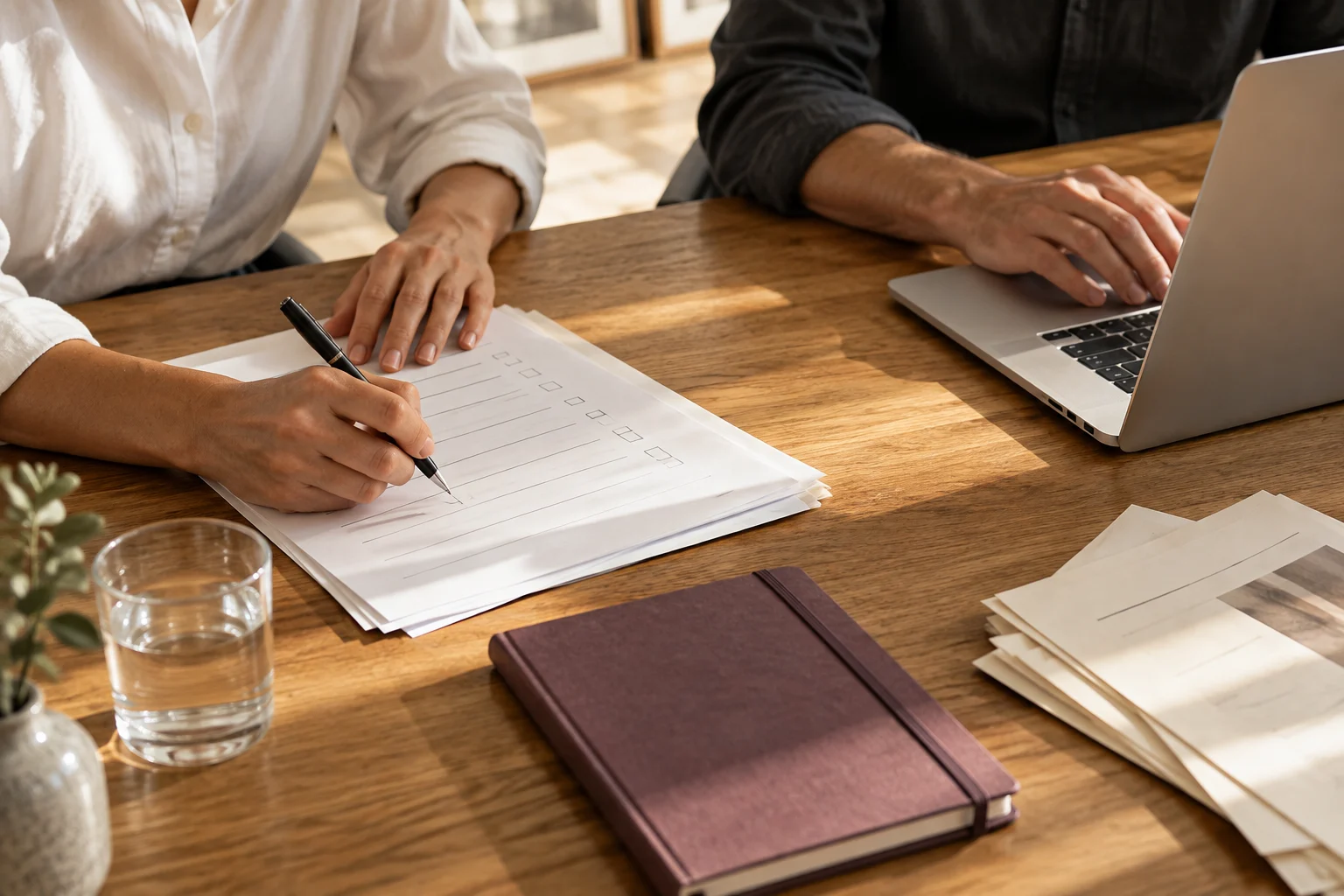 Colleagues working together at a table
